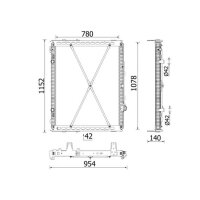 Radiator engine cooling fins brazed 780 mm - 1,078 mm MAHLE for e.g. DAF XF