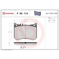 Brake pad set disc brake 18 mm BREMBO for MERCEDES-BENZ...