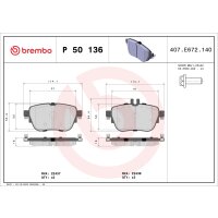 Brake pad set disc brake 16 mm BREMBO for MERCEDES-BENZ...