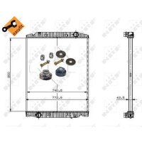 Radiator Engine cooling fins brazed 900 - 773 mm alu NRF for e.g. IVECO STRALIS