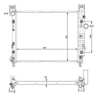 Radiator engine cooling 597 - 475 mm alu NRF for e.g. CHRYSLER