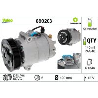 Klimakompressor 120mm mit PAG-Kompressoröl VALEO...