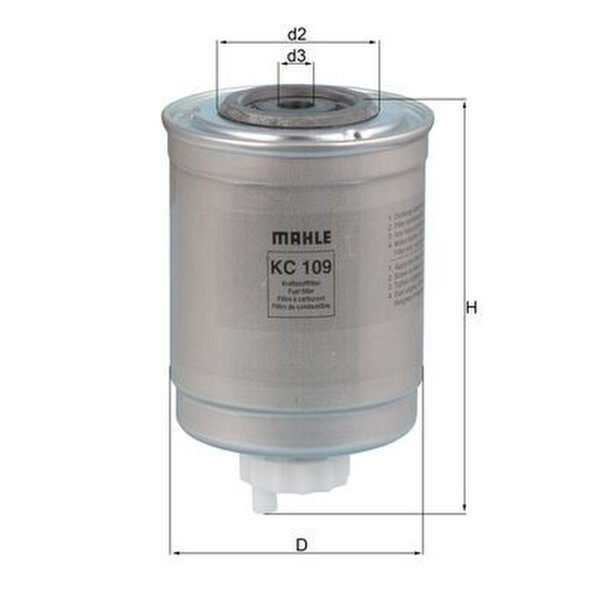 Fuel filter screw-on filter 84.5mm KNECHT for FORD TRANSIT bus (E_ _)