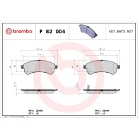 Brake pad set disc brake acoustic wear warning 16 mm...