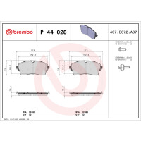 Brake pad set disc brake 17 mm BREMBO for e.g. LAND ROVER...