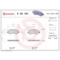 Brake pad set disc brake 21 mm BREMBO for FIAT DUCATO and...