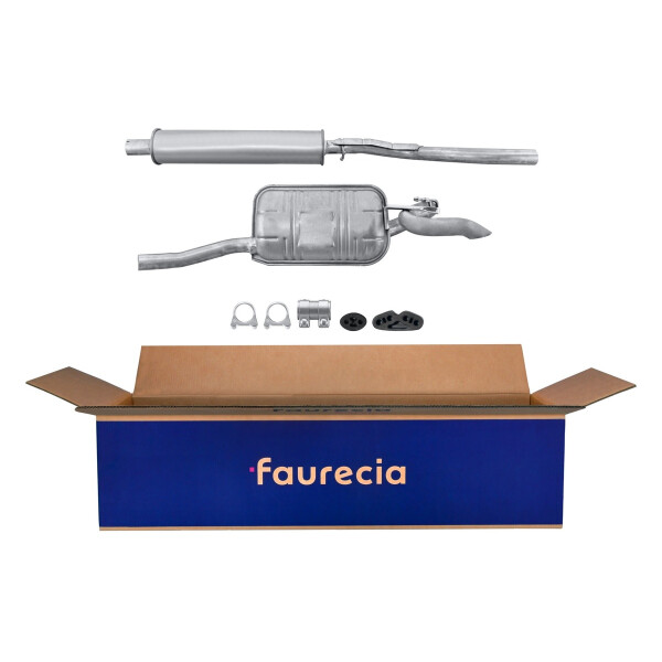 Rear Muffler - Rear Silencer FAURECIA Kit Easy2Fit for e.g. FIAT Punto