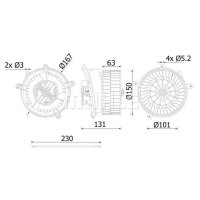 Interior blower with cable MAHLE for MERCEDES C-CLASS (W202)