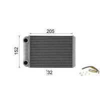 Wärmetauscher Innenraumheizung Alu 205 mm - 152 mm MAHLE für u.a. OPEL ASTRA