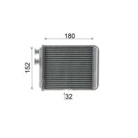 Wärmetauscher Innenraumheizung Alu 180 mm - 152 mm MAHLE für u.a. PEUGEOT 208