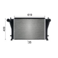 Ladeluftkühler Kühlrippen gelötet Alu 619 mm - 409 mm MAHLE für u.a. AUDI A3