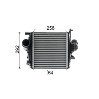 Intercooler cooling fins soldered aluminium 258 mm - 292 mm MAHLE for e.g. AUDI