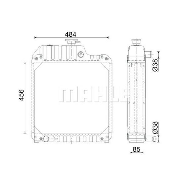 Water cooler with frame MAHLE for MASSEY FERGUSON