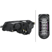 Headlight right 12 V PWY24W with hybrid technology HELLA for SKODA KAROQ