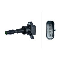 Ignition Coil screwed spark plug shaft 4-pole HELLA for HYUNDAI IONIQ
