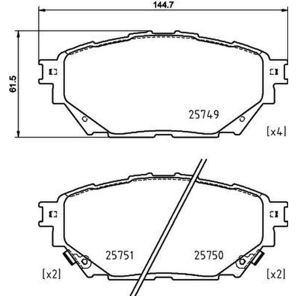 Brake pad set with wear warning 19.5 mm HELLA for FUSO CANTER and others