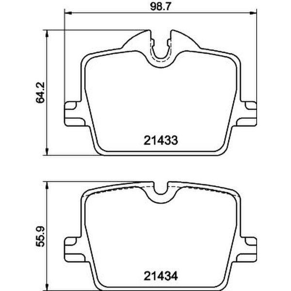 Brake pad set discs with wear warning indicator 17 mm HELLA for BMW 3 Series and others