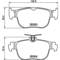 Brake pad set discs without wear warning 16 mm HELLA for e.g. VW GOLF