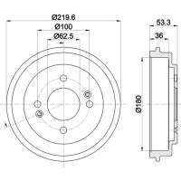 2 Brake Drum Ø 220 mm Ø 12.6 mm HELLA fits KIA PICANTO