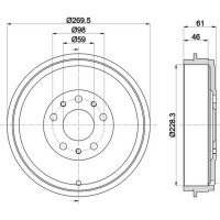 2 Bremstrommeln Ø 270 mm Ø 13,2 mm HELLA für u.a. FIAT DOBLO