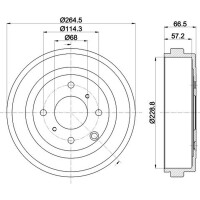 2 Bremstrommeln Ø 265 mm Ø 12,7 mm HELLA für u.a. NISSAN NV200