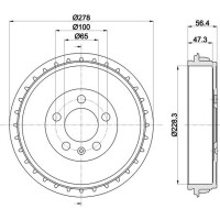 2 Bremstrommeln Ø 278 mm Ø 15,6 mm HELLA für u.a. SEAT IBIZA