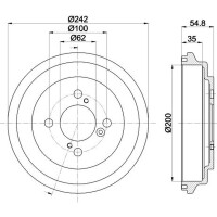 2 Brake Drum Ø 242 mm Ø 14.3 mm HELLA fits SUZUKI SWIFT