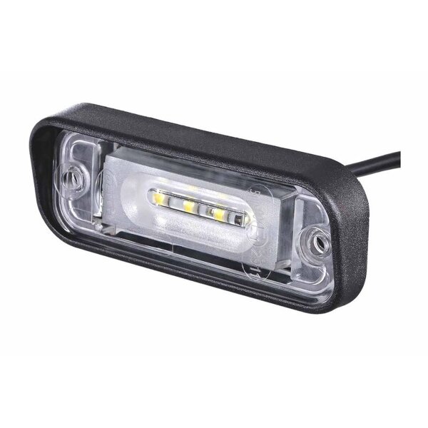 Exterior 12 V LED crystal clear licence plate light HELLA fits CLAAS