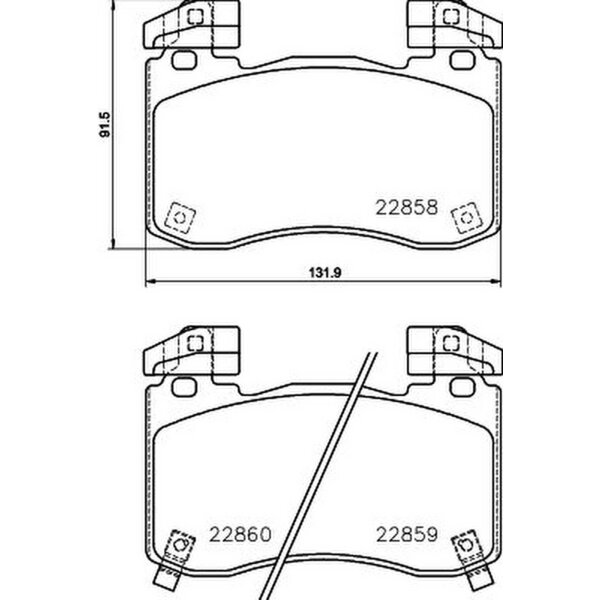 Brake pad set with wear warning contact 16.8 mm HELLA for e.g. GENESIS G70