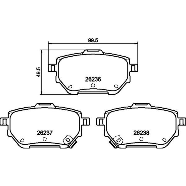 Brake pad set with wear warning 15.5 mm HELLA for TOYOTA COROLLA and others