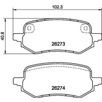 Brake pad set discs with wear warning indicator 14.5 mm...