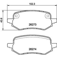 Brake pad set discs with wear warning indicator 14.5 mm...