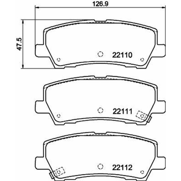 Brake pad set discs with wear warning 17.3 mm HELLA for FORD and others