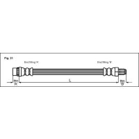 Brake hose 420mm METZGER for CITROËN C4 I