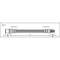 Brake hose 337mm METZGER for LANCIA Y10 (156_)
