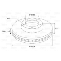 Front brake disc ventilated with screw VALEO for PEUGEOT...