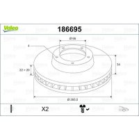 Front brake disc ventilated with screw VALEO for...