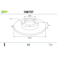 Front brake disc full VALEO for OPEL CORSA C