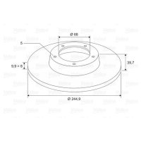 Rear brake disc full with screw VALEO for AUDI A4 B6