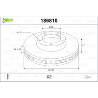 Front brake disc ventilated VALEO for MAZDA 323 F