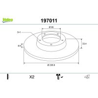 Rear brake disc full with screw VALEO for VW GOLF IV