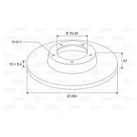 Rear brake disc full VALEO for SANTA FÉ