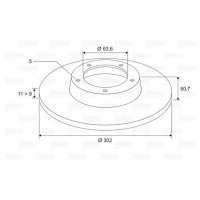 Rear brake disc full VALEO for FORD MONDEO IV