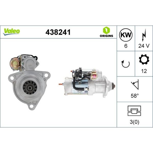 Starter 6kW 12 teeth VALEO 438241