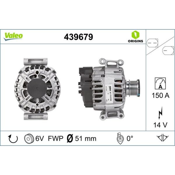 Generator 51mm with freewheel pulley VALEO for MERCEDES SPRINTER 3.5-t