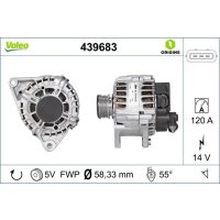 Generator 58mm with freewheel pulley VALEO for KIA VENGA...