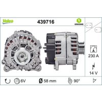 Generator 58mm with V-ribbed belt pulley VALEO for VW...