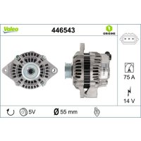 Generator 55mm with V-ribbed belt pulley VALEO for OPEL...