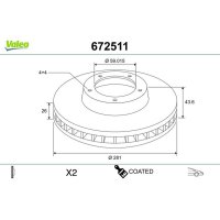Front brake disc ventilated VALEO for ALFA ROMEO MITO
