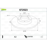 Rear brake disc full VALEO for MERCEDES 124 T-Model